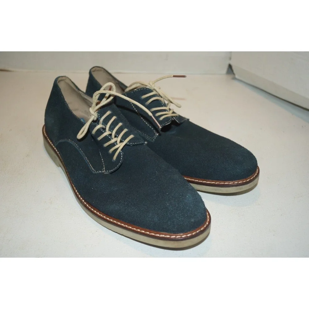 Aston Grey Dien Blue Suede Oxford Men's Shoes Size 10.5